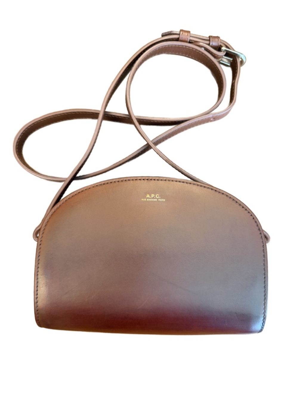 A.P.C. Brown Leather Crescent Crossbody